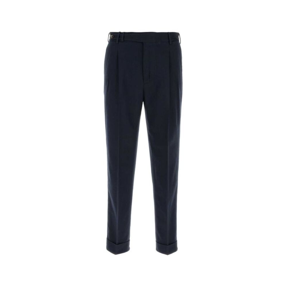Pt Torino Men Navy Blue Cotton Blend Pant